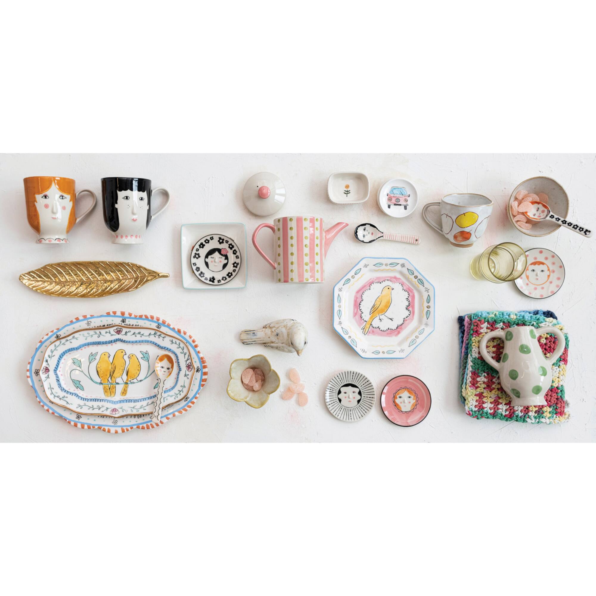 Hello Honey® Painted Faces Stoneware Mug Set